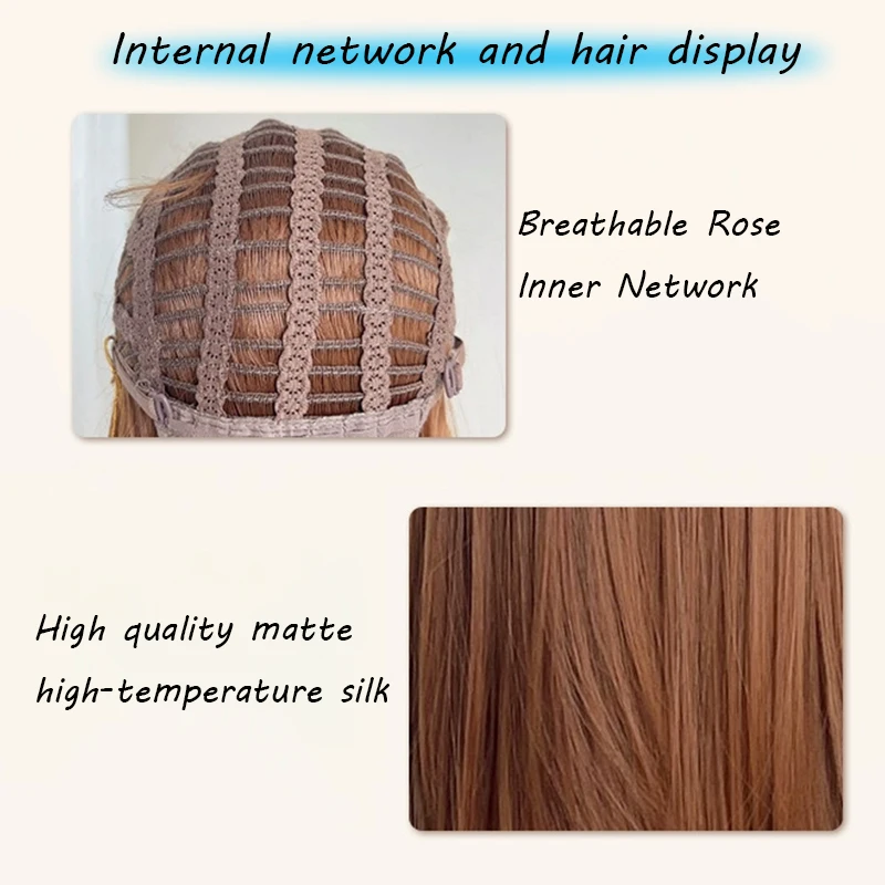 26 Inch Long Straight Synthetic Wig Layered Dark Orange Natural Smooth Hair Stylish Party Bangs Wigs For Women daily use