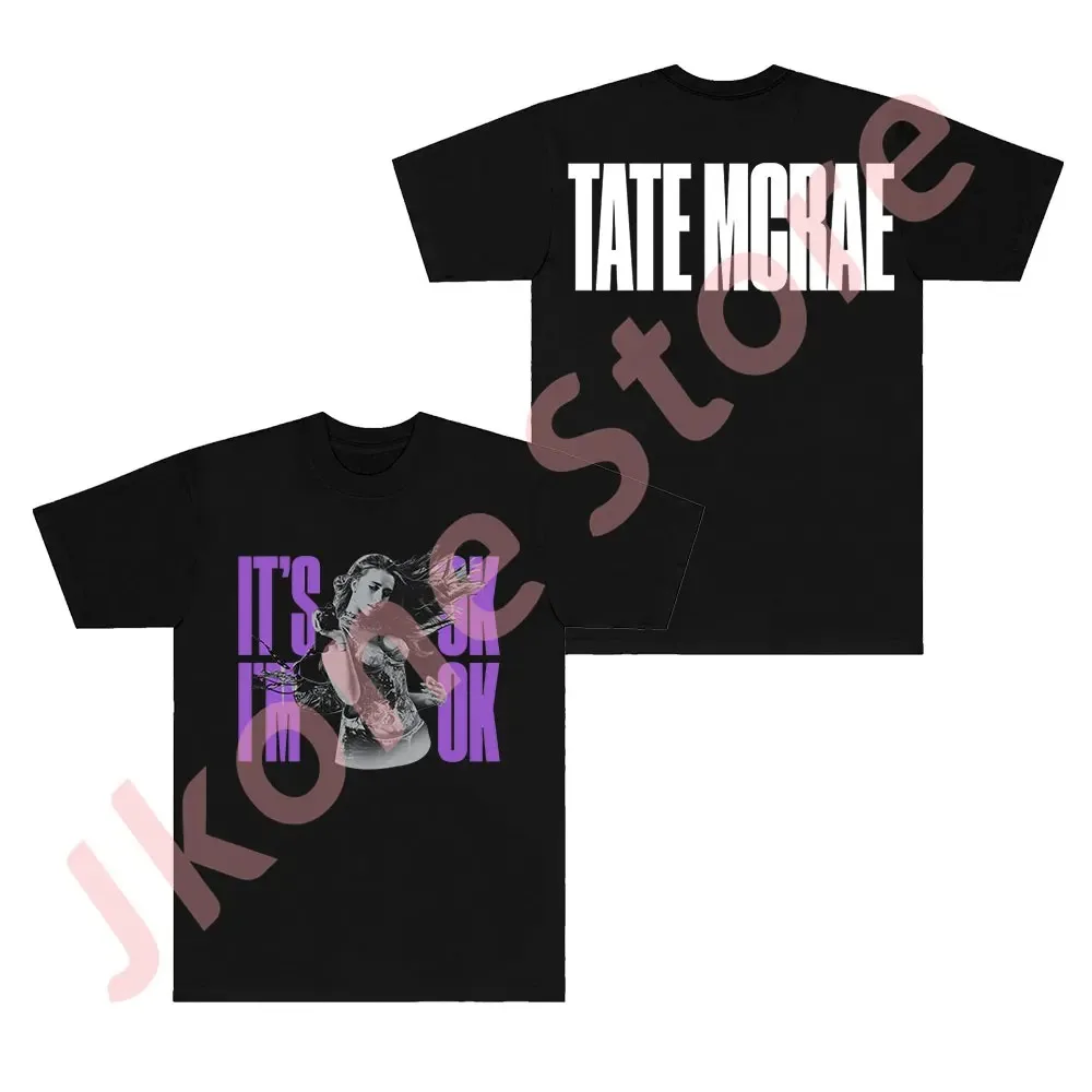 Tate McRae It's ok I'm ok Tee New Logo T-Shirts Merch Cosplay Women Men Fashion Crewneck Short Sleeve