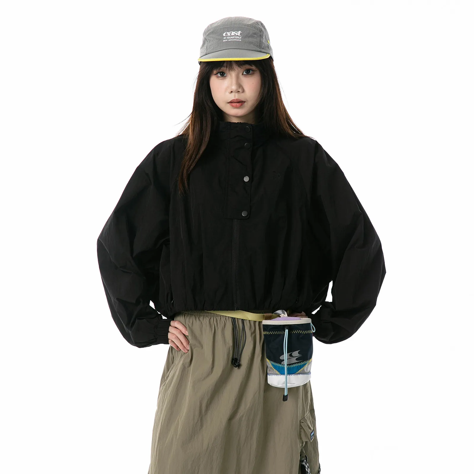 Foldable Hooded Jacket Women Outdoor Waterproof Cycling Hiking Sport Short Jacket Sweet Girl Streetwear Y2k Casual Track Coat
