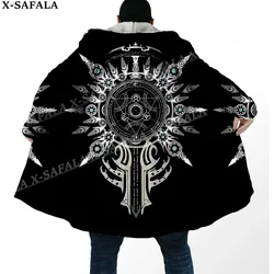 Viking Line Tattoo Symbol Totems Thick Warm Hooded Cloak Men Overcoat Coat Windproof Fleece Cape Robe Hooded Blanket-6