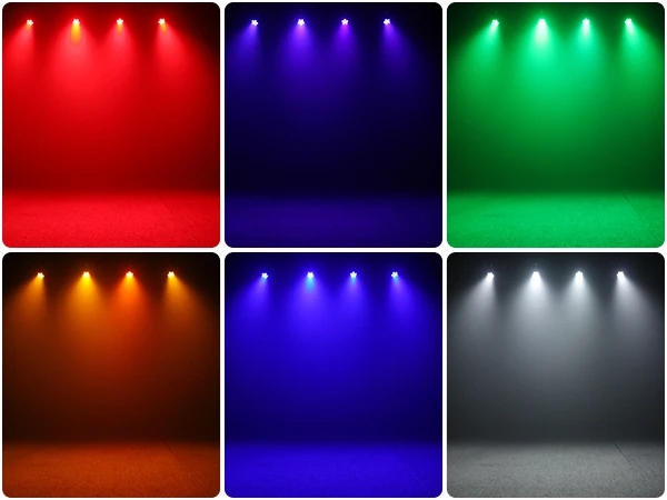 U'King 4PCS 60W LED Flat Par Light 6x6W RGBWA UV 6in1 LED Par Light DMX512 Remote Control Stage Light DJ Lighting Equipment