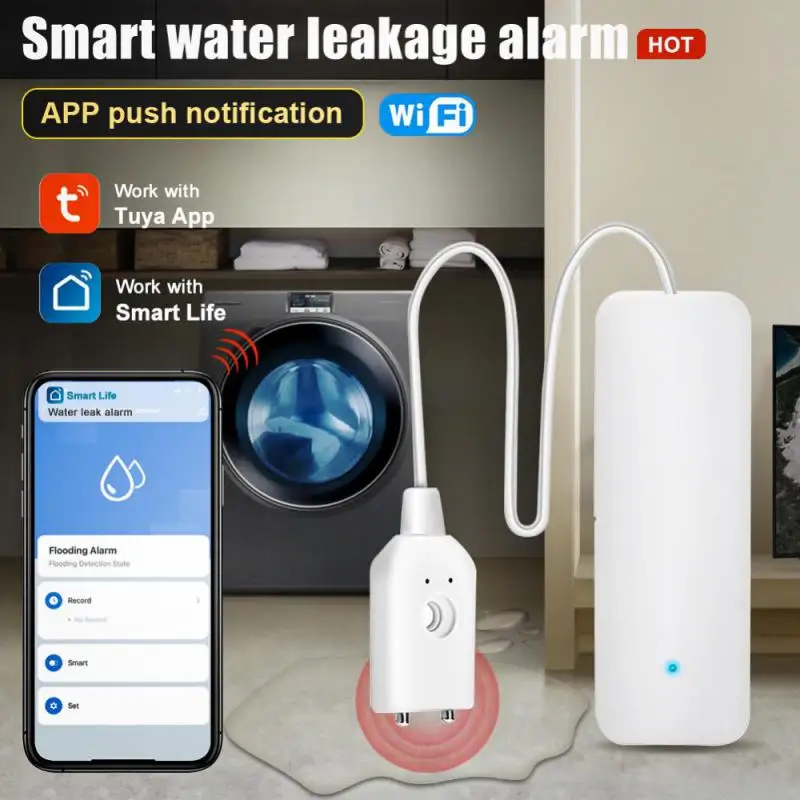 1~5PCS Tuya WiFi/ Water Leakage Alarm Smart Water Leak Sensor Detector Flood Alert Overflow Security Alarm System Smart