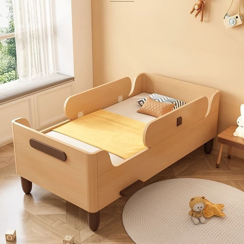 Children's spliced to queen with guardrail Car single Baby Boy solid wood
