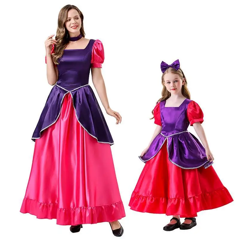 

Новый женский костюм на Хэллоуин, винтажное фиолетовое длинное платье принцессы Dr, одинаковый наряд для родителей и детей, вечернее платье