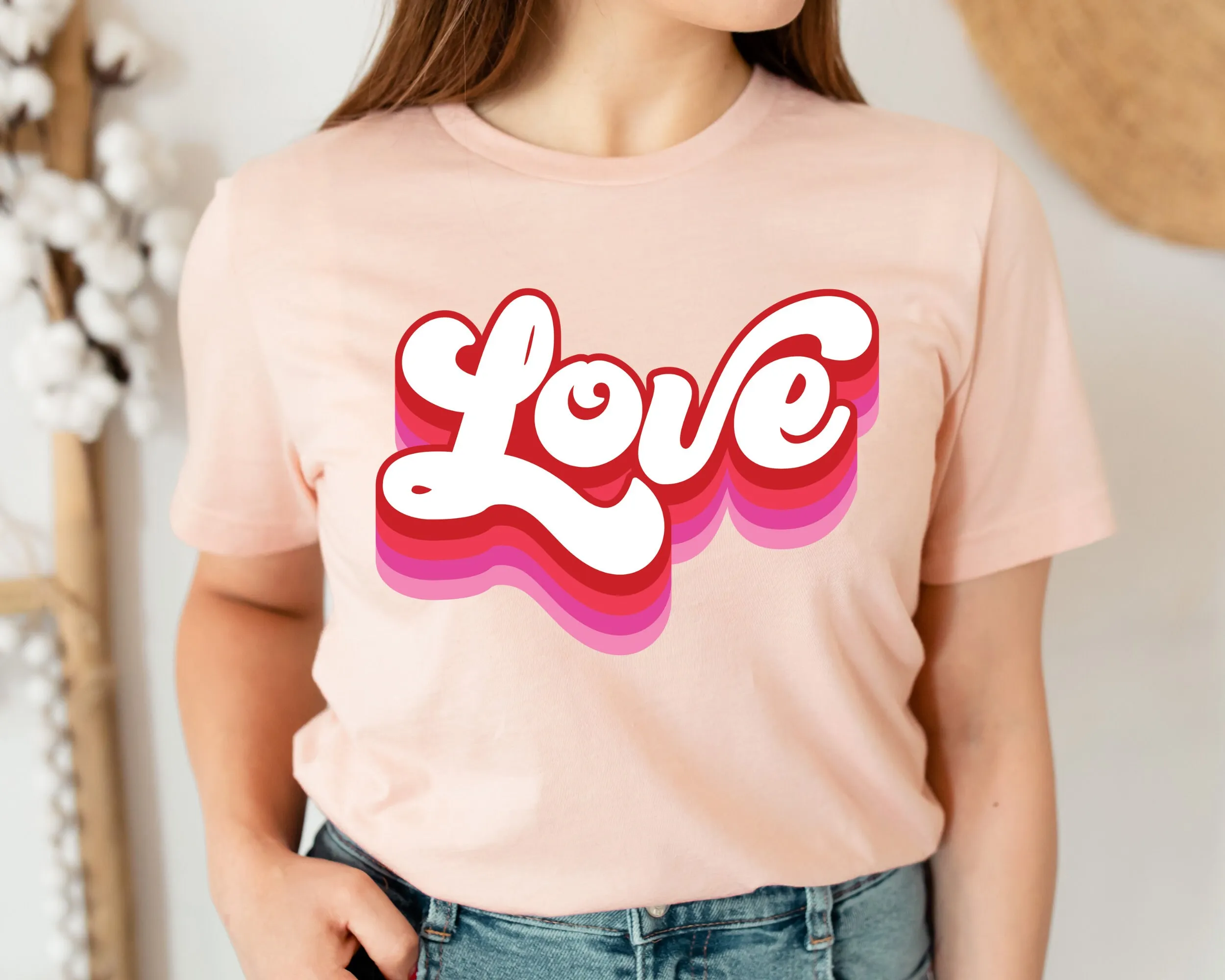 

Ретро футболка Love на День святого Валентина с милым сердцем для женщин на День святого Валентина