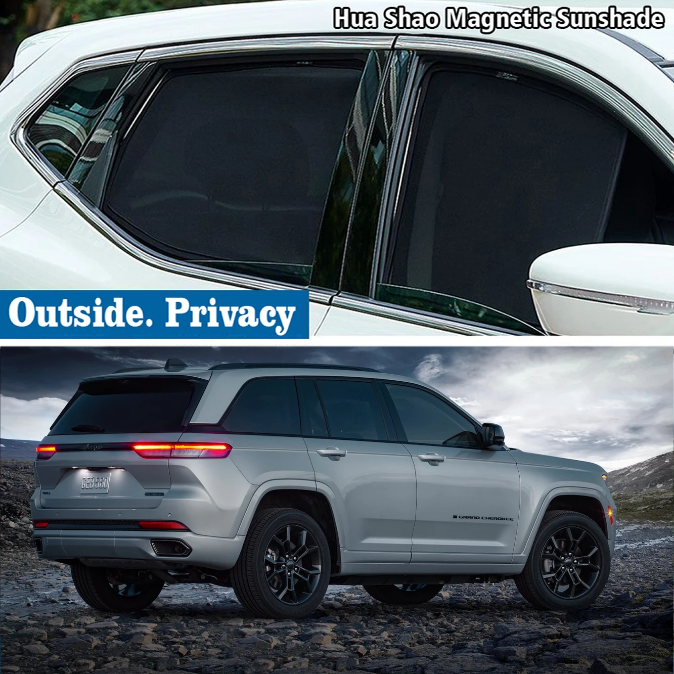 Magnetic Car Sunshade Shield Front Windshield Frame Curtain Sun Shades For Jeep Grand Cherokee L WL 2022 2023 2024 Accessories