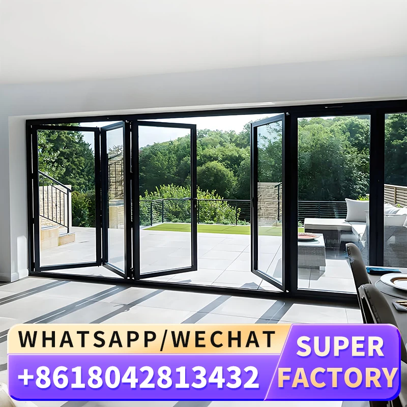 The High Quality+5-year warranty+Tempered glass electric Aluminum Folding Door