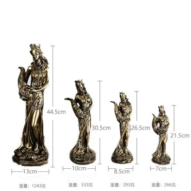 Greek Goddess of Wealth Sculpture Decoration Wealth Attraction Feng Shui Auspicious Statue Office Desktop Lucky Crafts Ornament