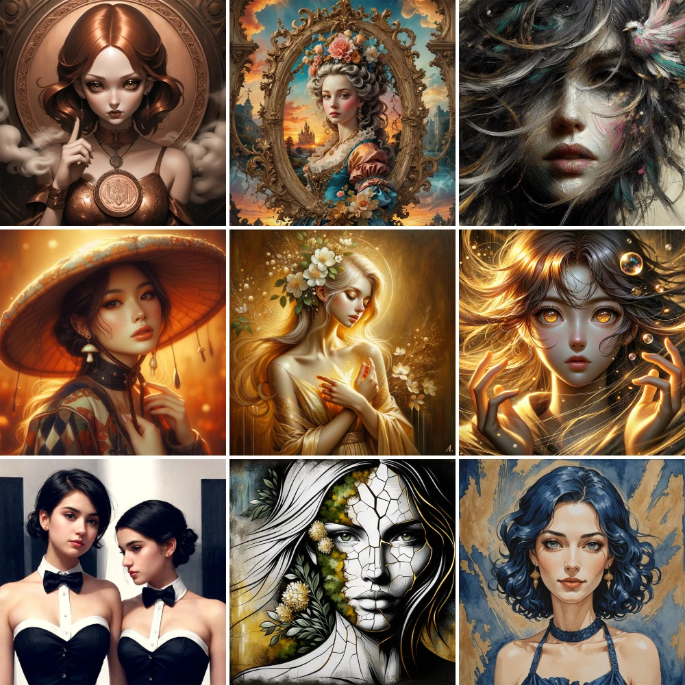 فتاة جميلة لوحة بورتريه ، فنون الطلاء الزيتي والحرف اليدوية للبالغين ، ديكور المنزل ، هدية الأم ، دروبشيبينغ ، جديد ،!: عدد #1