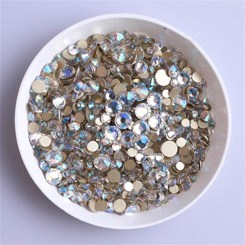 1440 pz Formato Della Miscela SS3-SS20 Vetro Parte Posteriore Piana Strass Glitter Blu Moonlight Diamante Non Hotfix Strass Strass per Nail Art