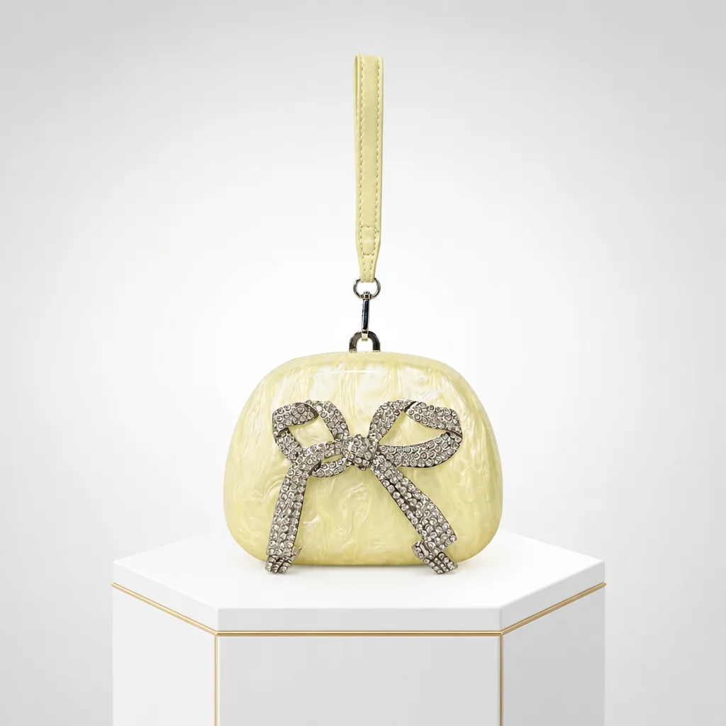 New Cross-Border Style Acrylic Clutch Cotton Fashionable Evening Handbag for Socialites Urban Simplicity Design Chain Decoration