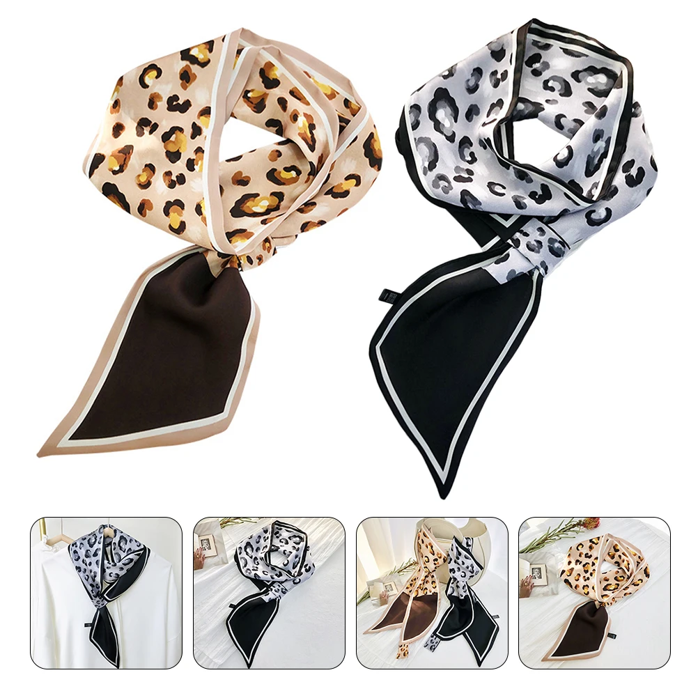 

2pcs Small Ear Scarf Hairband Silk Scrunchies Ponytail Holder Decorative Bag Scarves Simulated Silk Soft Hair Accessories Neck