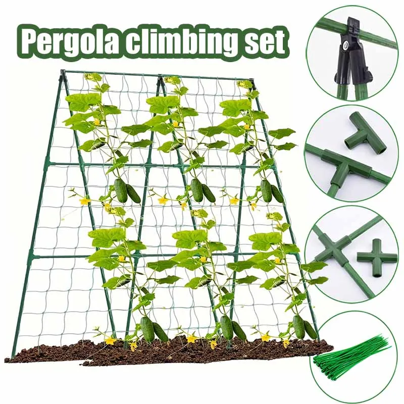 Pop Vegetable Plant Climbing Frame Kit Grow Supports Fit Climbing Rustproof Vine Cucumber Trellis Tomatoes Grapes XS63-42-FRO