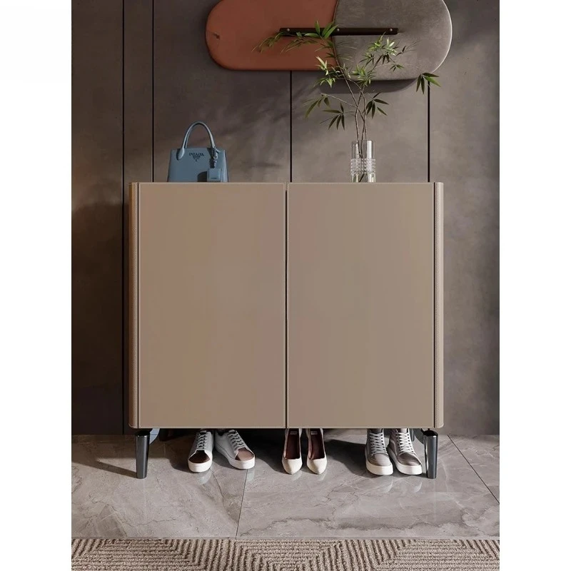 AAModern Home High-end Solid Wood Saddle Leather Entrance Door Cabinet