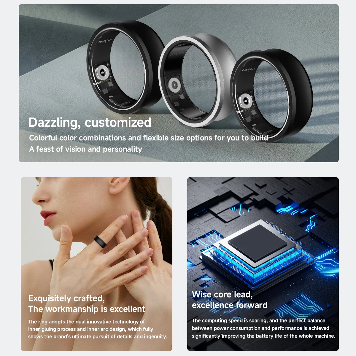 SIMSONLAB Smart Ring New Pedometer Blood Pressure Blood Oxygen Monitoring 5ATM Waterproof Multifunctional Fashion