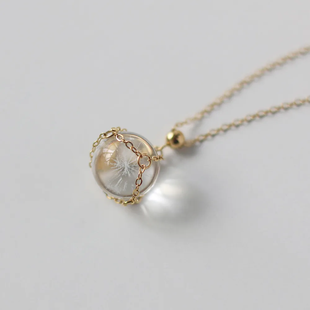 Stainless Steel Plated 18k Gold Exquisite Crystal Ball  ​Pendant Necklace Women Wedding Bridesmaid Jewelry