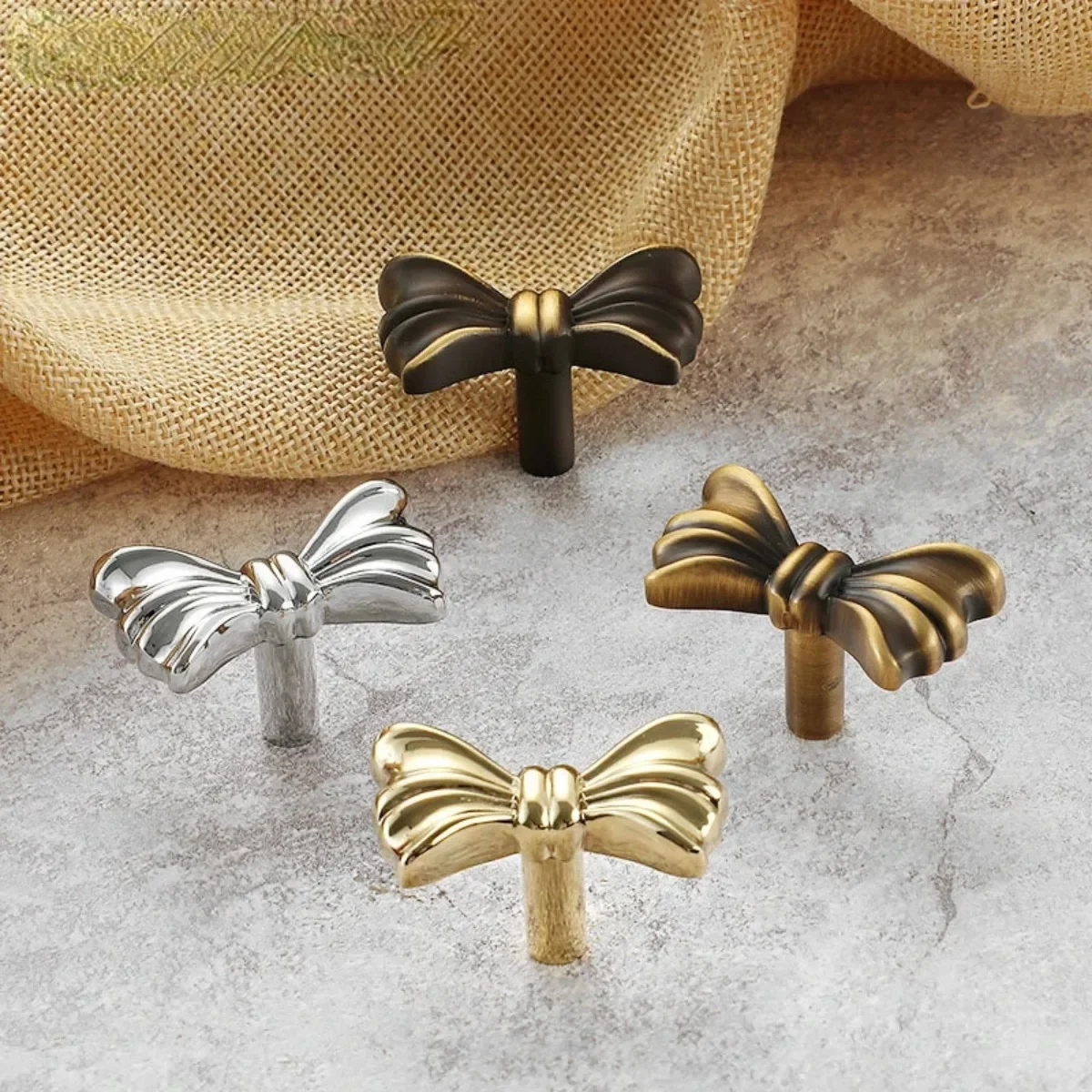 Solid Brass Bowknot Furniture Knobs Modern Concise Style Knobs and Handles for Drawers Furniture Hardware Home Accessories