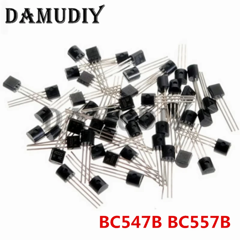 200 قطعة 100 زوج BC547 BC557 BC547B BC557B NPN PNP (100 قطعة BC547 + 100 قطعة BC557)
