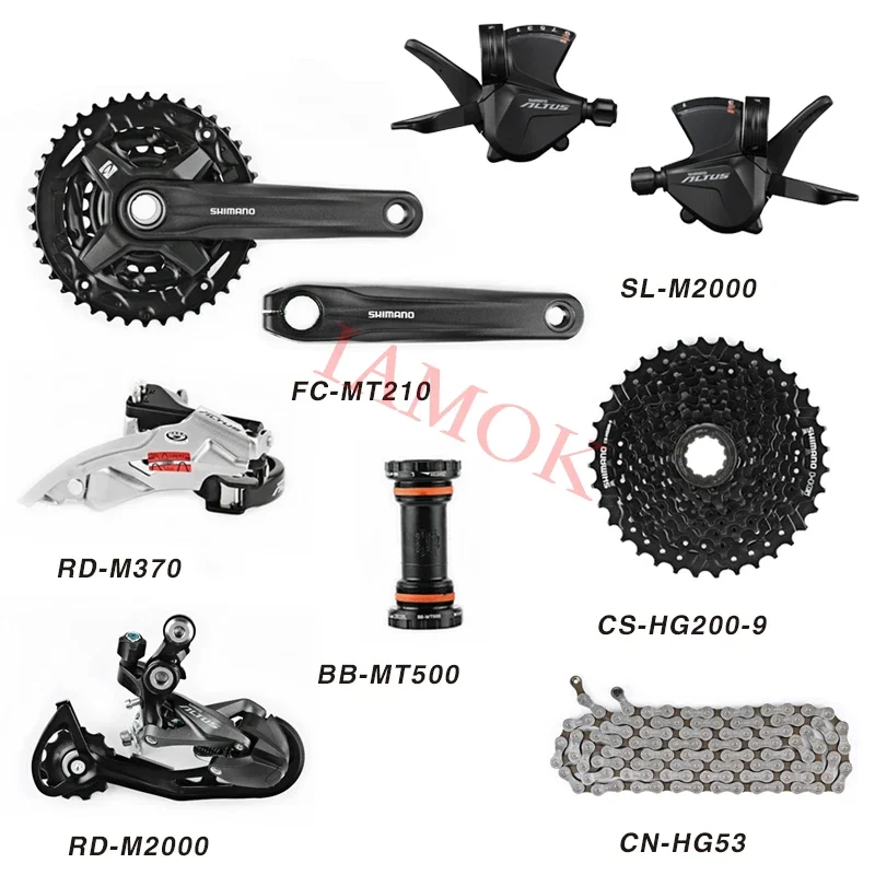 SHIMANO Bike FC-MT210 Chainwheel 40/44T SL-M2000 Shifter RD-M2000 Rear Derailleur Iamok CS-HG200-9 Freewheel Bicycle Parts