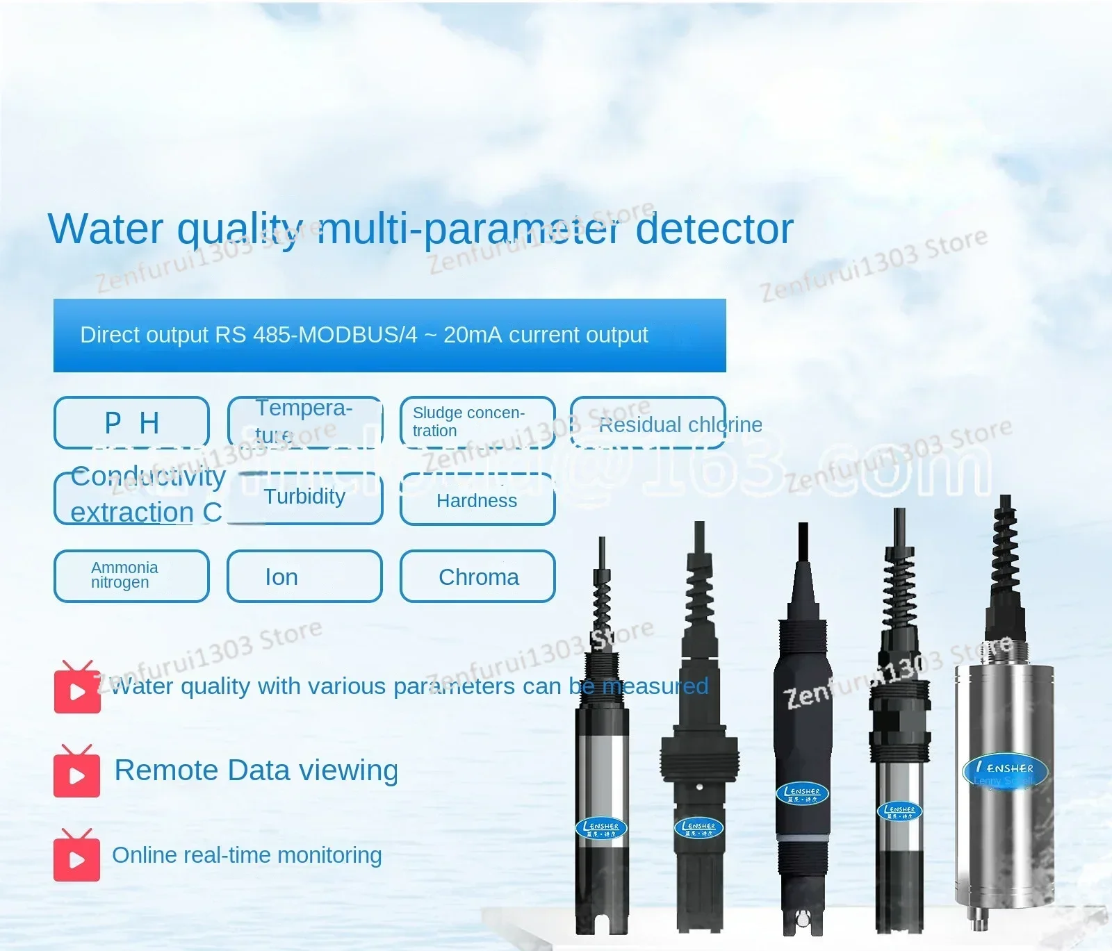 Online Detection of PH Conductivity Turbidity Residual Chlorine Dissolved Oxygen Sensor Community Secondary Water Supply