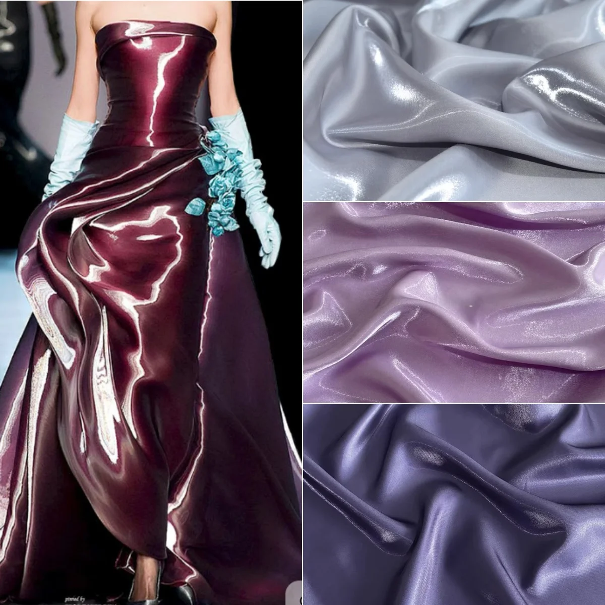 

Luxurious glossy metallic liquid satin fabric Milky Way water light satin fabric sewing evening gifts stage costumes designer