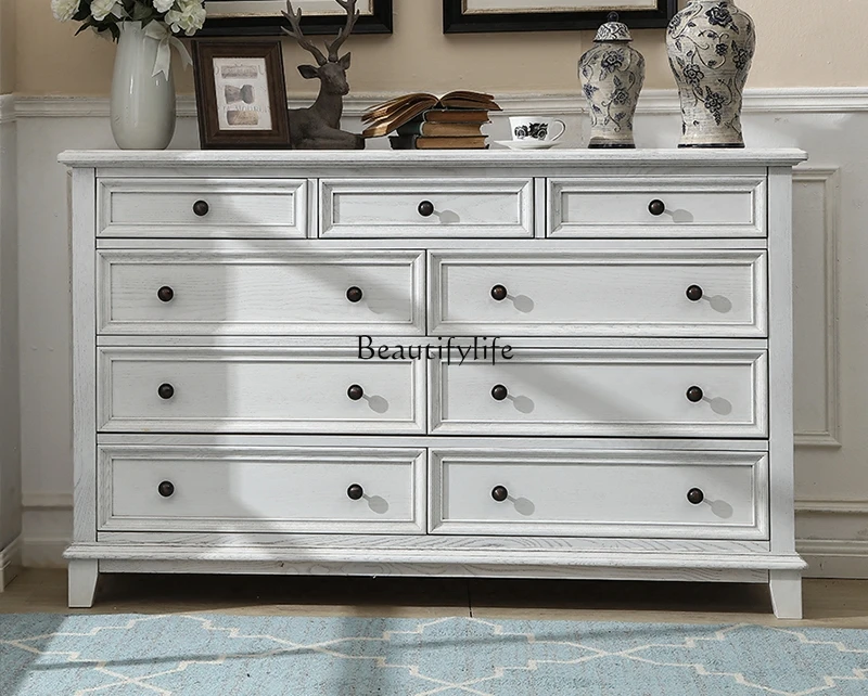 

Nine-chest cabinet American white cabinet Storage porch Solid wood ash wood