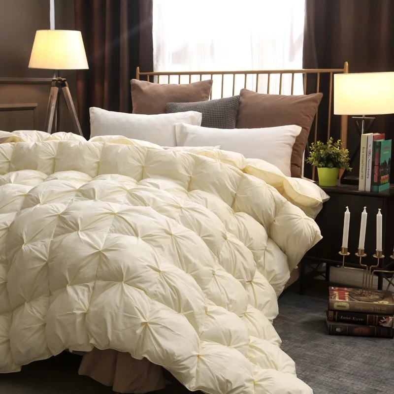 100% White Goose/Duck Down Quilt High quality Five-star Hotel Twist Flower Duvets Comforters 100% Cotton Cover Luxury Blanket