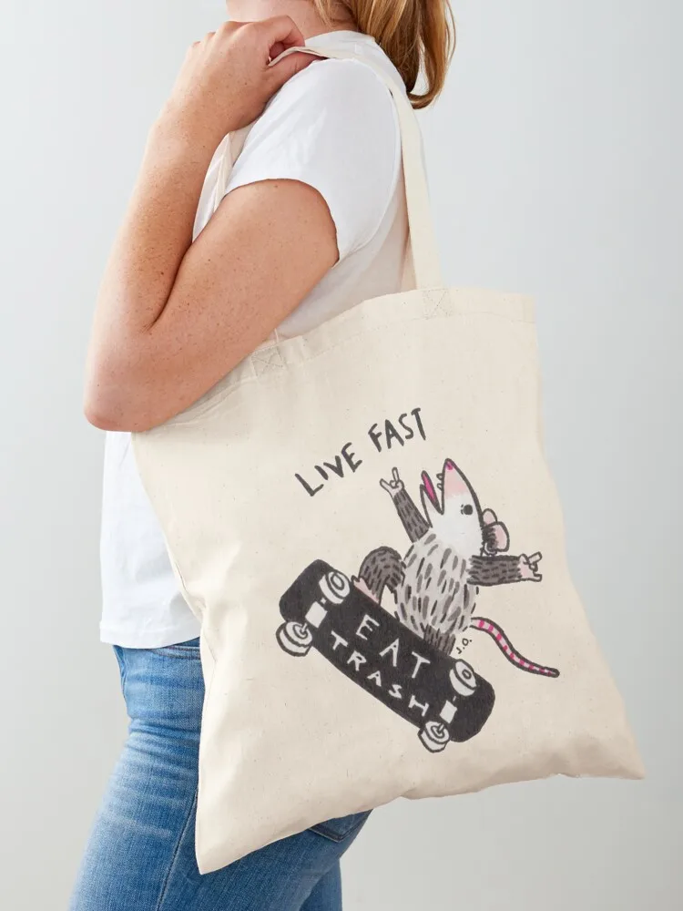 Live Fast Eat Trash Tote Bag large tote bag Shopper bag Canvas Tote