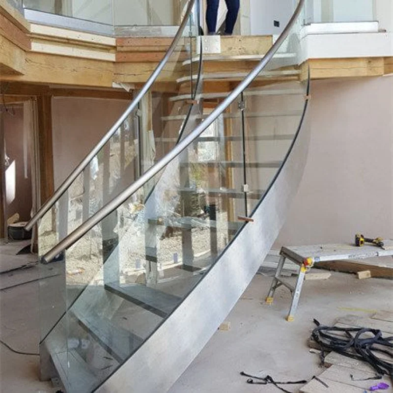 custom.Modern Indoor Stairs Furniture Apartment Projects Customized Glass Handrails Metal Curve Staircase