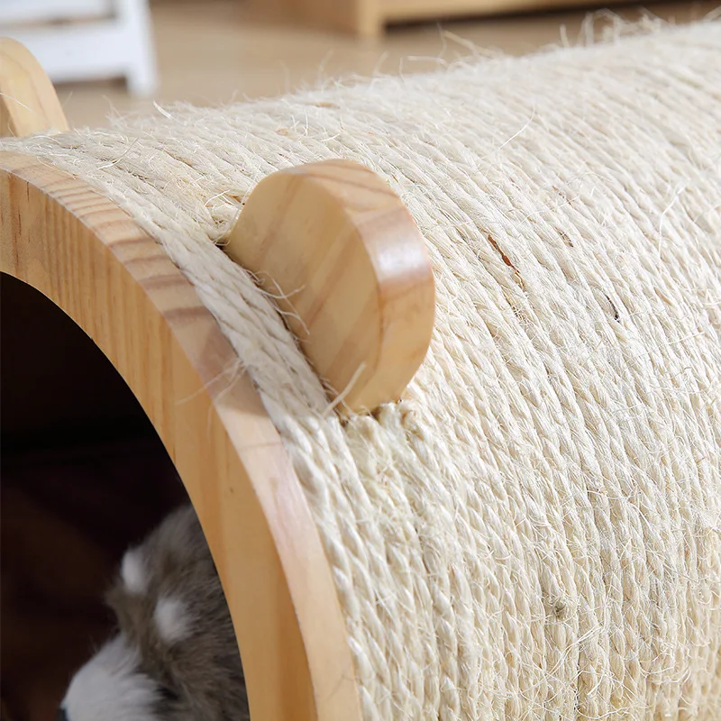 Cat Furniture Stylish Oval Cat House and Scratcher Classic Large Style Pet Toys Cork Pet Cat Tunnel
