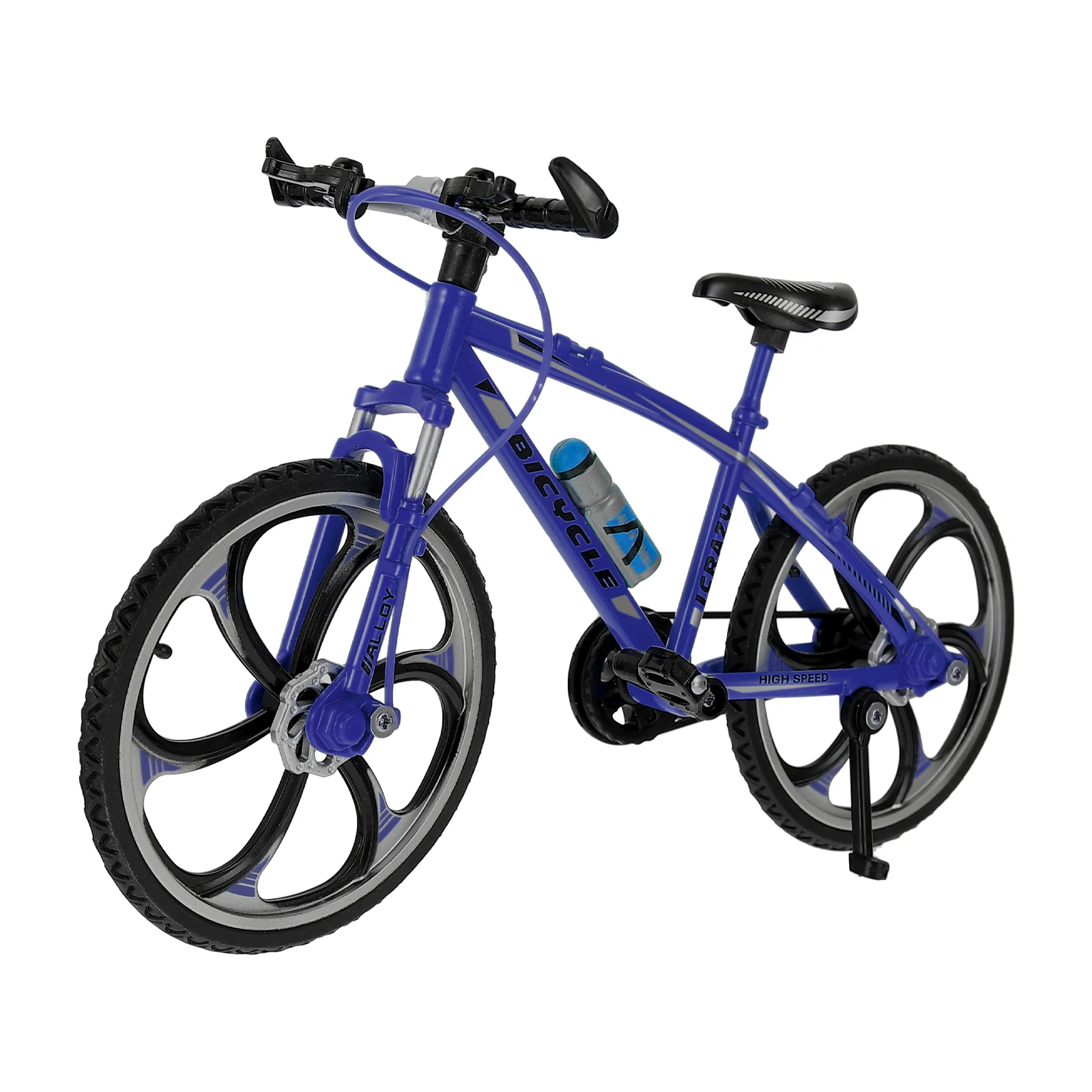 Mini giocattolo per bici da dito Forma realistica Antistress Bicicletta blu Bomboniere per bambini Materiale in lega Giocattolo da allenamento con movimento flessibile