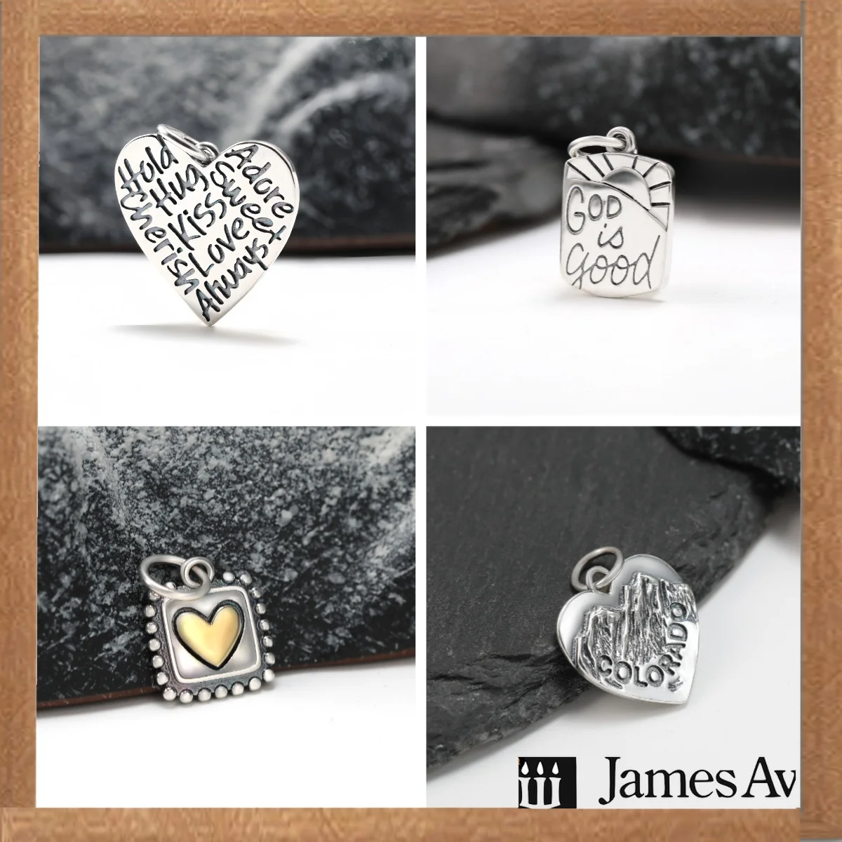 Colgantes de plata s925 con corazón grabado y marco cuadrado, dijes de amor para pulseras y collares, joyería hecha a mano para mujer.