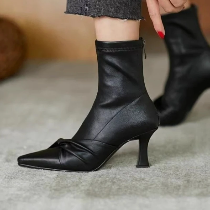 

High Quality Winter New Zipper Brand Designer Outdoor Walking Shopping Fashion Boots Comfortable Office Ankle Boots Botas Mujer