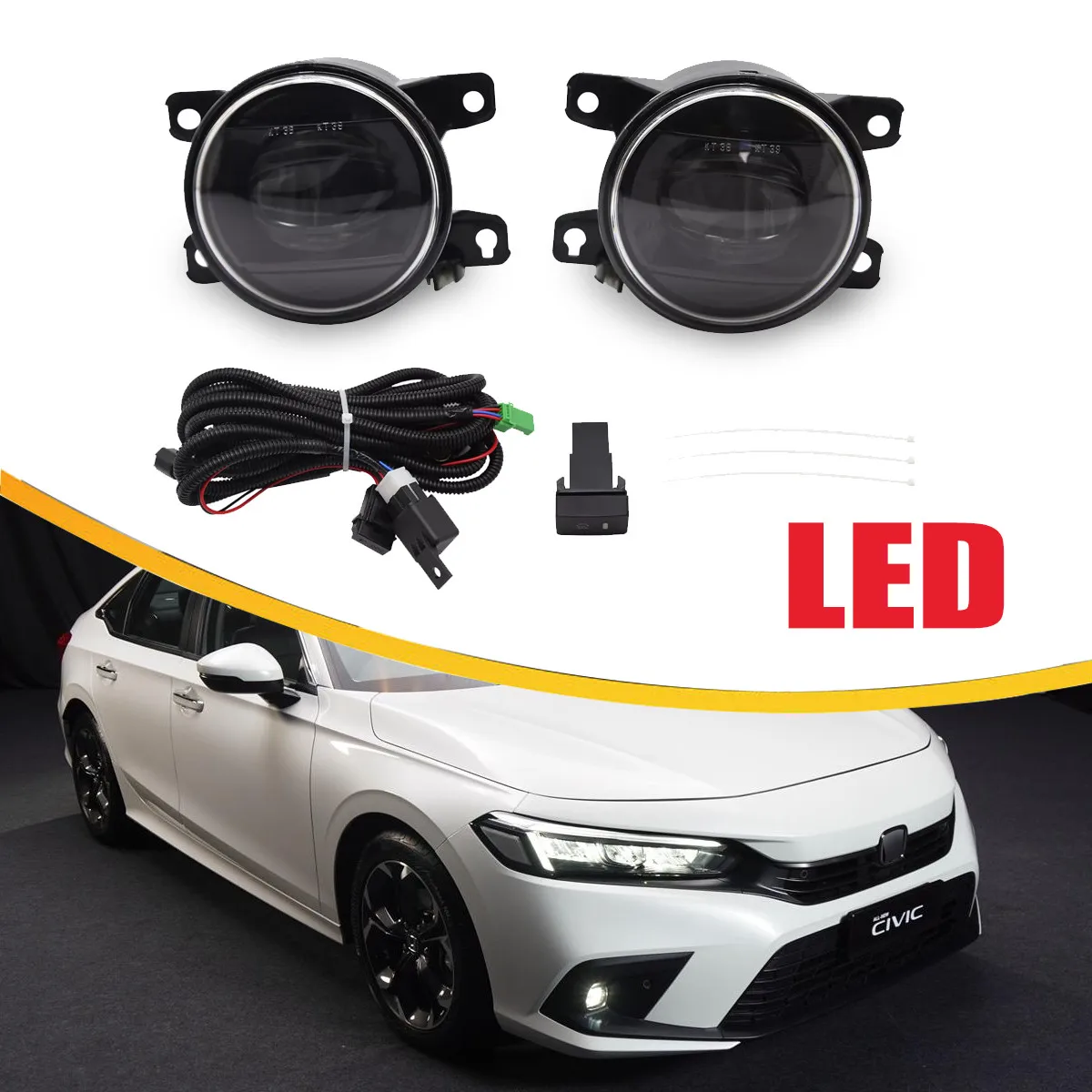 

Fog Lights LED Lamps Set For 2022-2023 2024 Honda Civic Sedan Left&Right Side