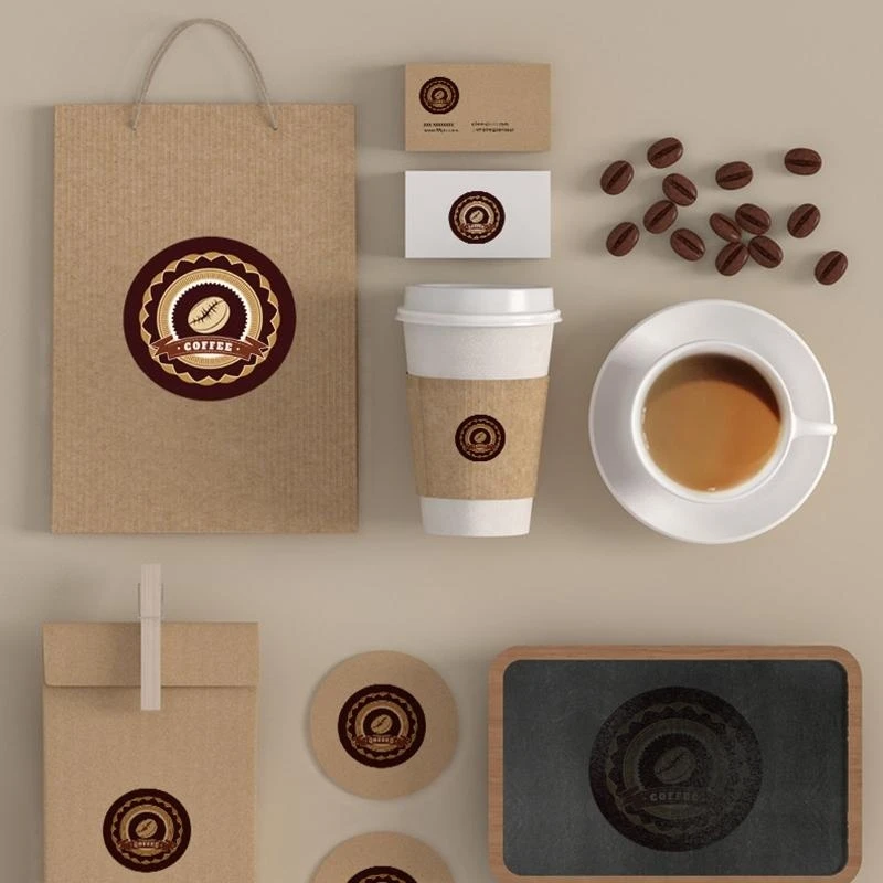 HX6A 500 Pcs Coffee Drinks Stickers Labels Gift Sealing Sticker for Ideal for Coffee Cups Drinks Bottles Candy Bags Party Fav