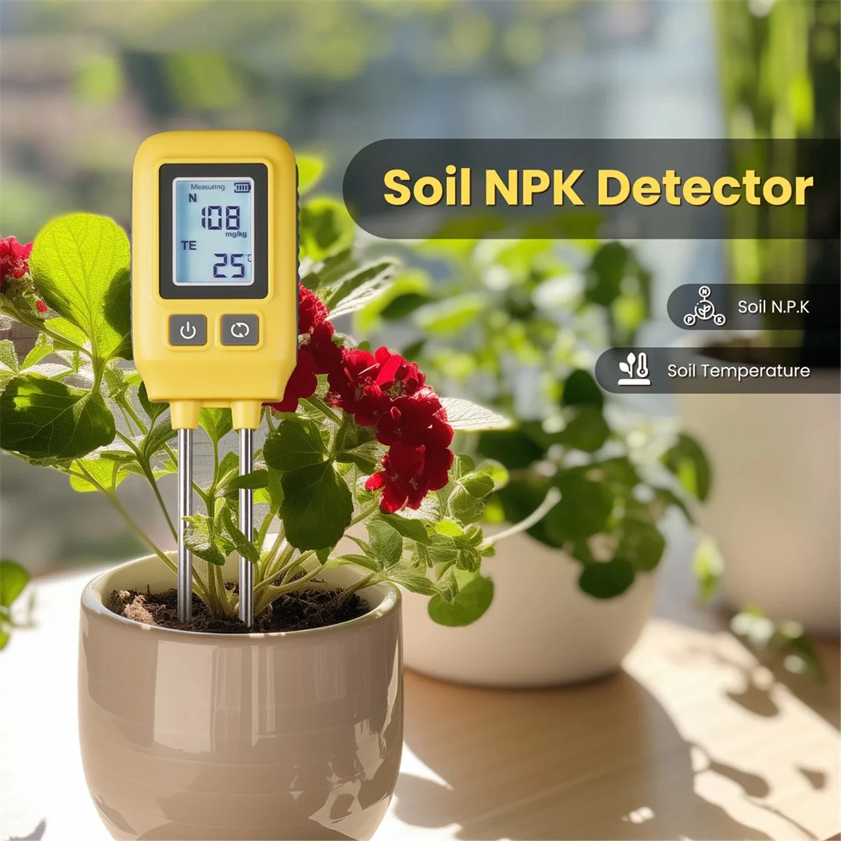 Soil N,P,K Temperature Sensor Nitrogen Phosphorus Potassium Detector Nutrient Fertility Meter Tester Garden Farm