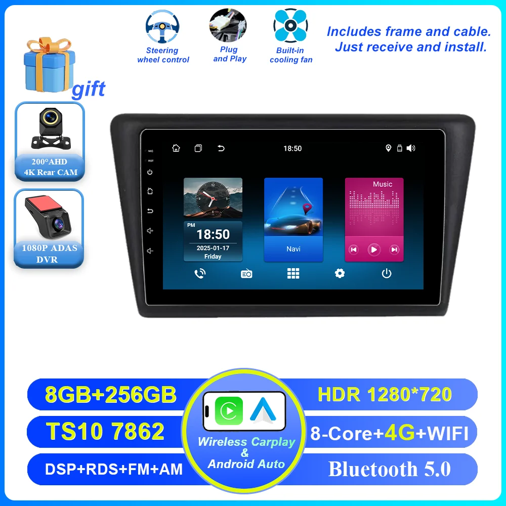 Android 16 Carplay Car Radio For VW Skoda Rapid 2013 2014 2015 2016 2017 2018 2019 Seat Toledo 2015 - 2018 GPS Multimedia Stereo image 3