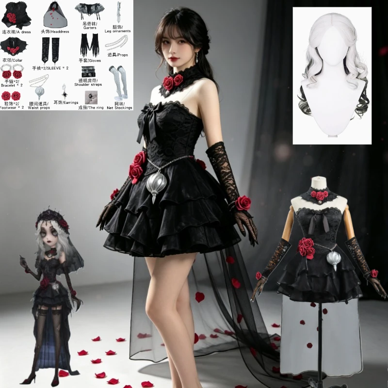 Costume de cosplay Ada Mesmer Everlasting Night Identity V 2026, robe noire élégante, ensemble d'accessoires de haute qualité pour femmes, Halloween