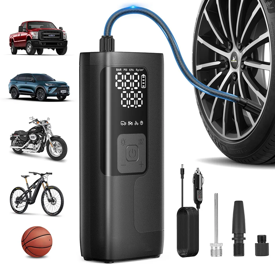 Bomba de aire portátil, compresor de neumáticos de coche, 12V, inyector de aire, Inflador de neumáticos, 60l/min, 20000mAh