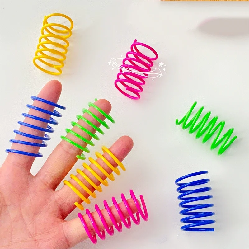 Colorful Plastic Spring Cat Toy Bouncy Interactive Pet Toy For Indoor Kittens Cats Self Entertaining Anti Boredom Chew Resistant gallery 1