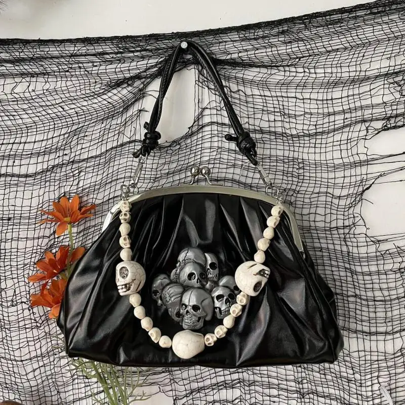 Original Metal Frame Skull Pattern Decoration Shell Shaped Handbag High-end And Personalized Temperament For Women's Bags Trendy