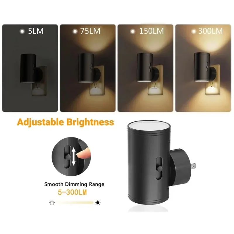 LED Night Light Plug in Modern NightLights EU/US Plug into Wall Dusk to Dawn Sensor Adjustable Brightness Dimmable for Bedroom