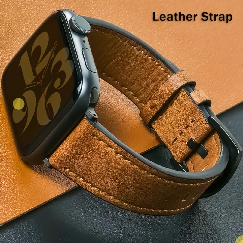 

Leather strap for strap Ultra 2 49mm 10 9 7 8 3 4 5 6 SE 44mm 40mm strap 38 42mm series men's high-quality 45mm 41mm band