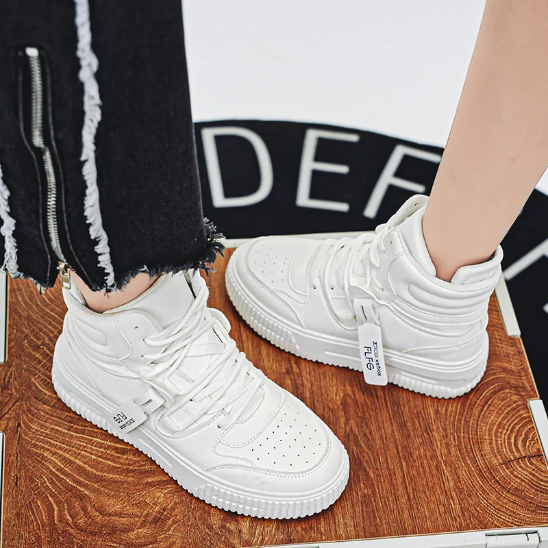 موضة جديدة أحذية رياضية كاجوال عالية أعلى أحذية التزلج أحذية الطلاب الرجال والنساء الاتجاه ارتداء مقاومة الأزواج لونين #3