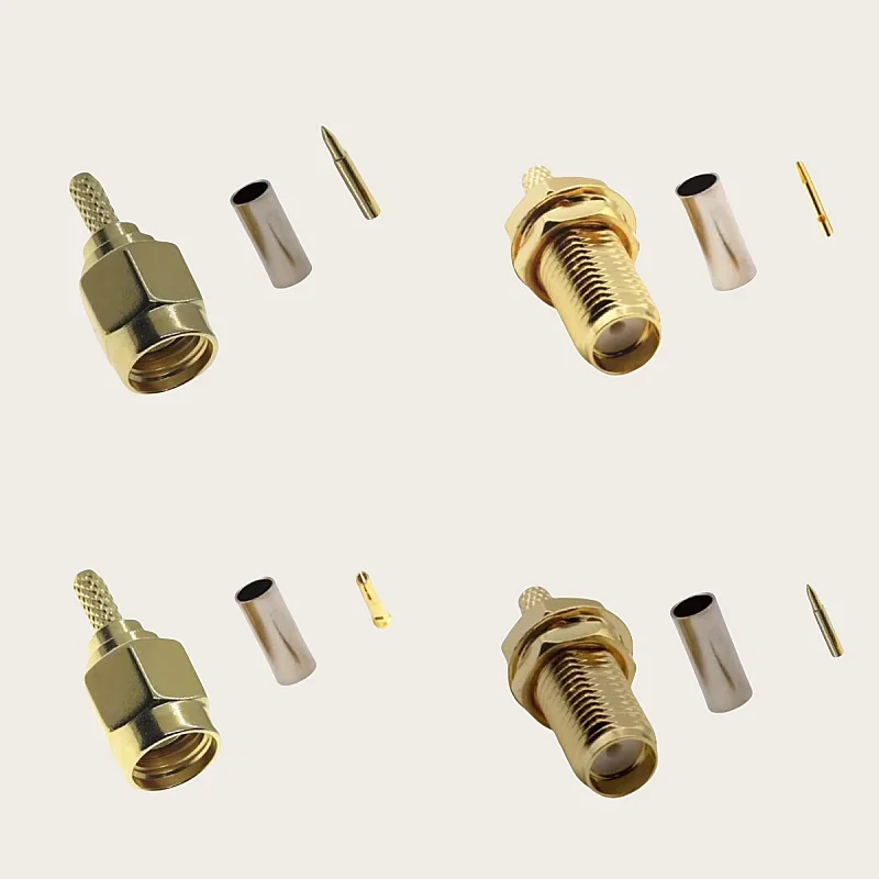 5PCS/LOT SMA /RP SMA Male Plug & Female Jack Connector Crimp For RG316 RG174 RG179 Cable Wire Terminal Straight RF Coax Adapters