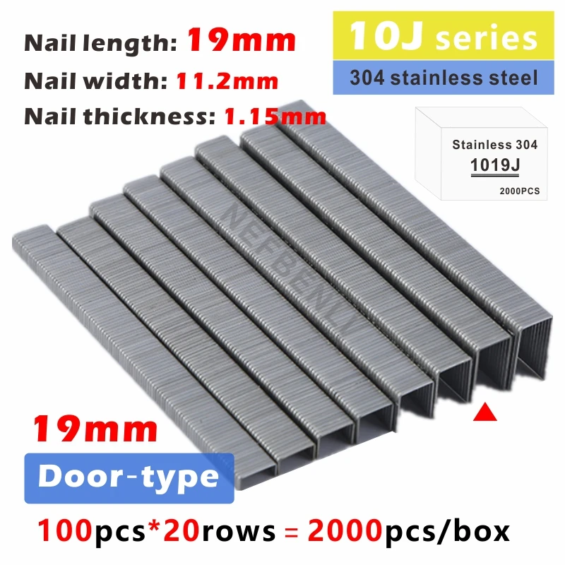304 Roestvrij Stalen Deur/T Vormige Nietjes F15/F20/F25/F30/T50/Nail Pneumatische pistool Recht 10J Serie Houtbewerking Meubels Diy