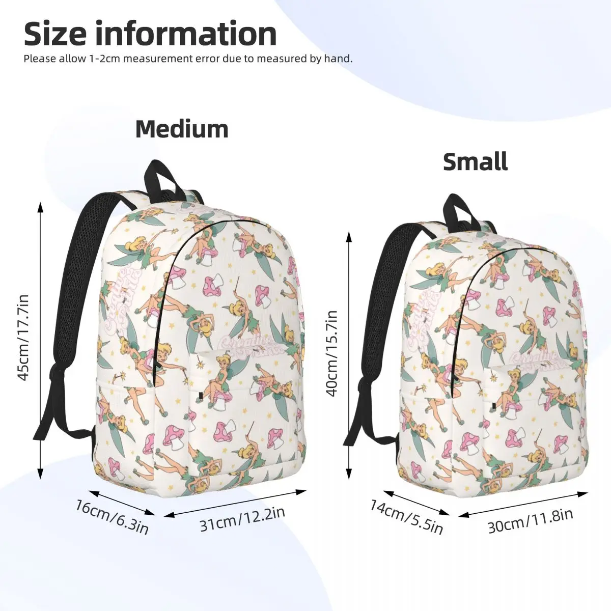 Custom Cartoon Tinker Bell Canvas Backpacks for Women Men College School Students Bookbag Fits 15 Inch Laptop Bags