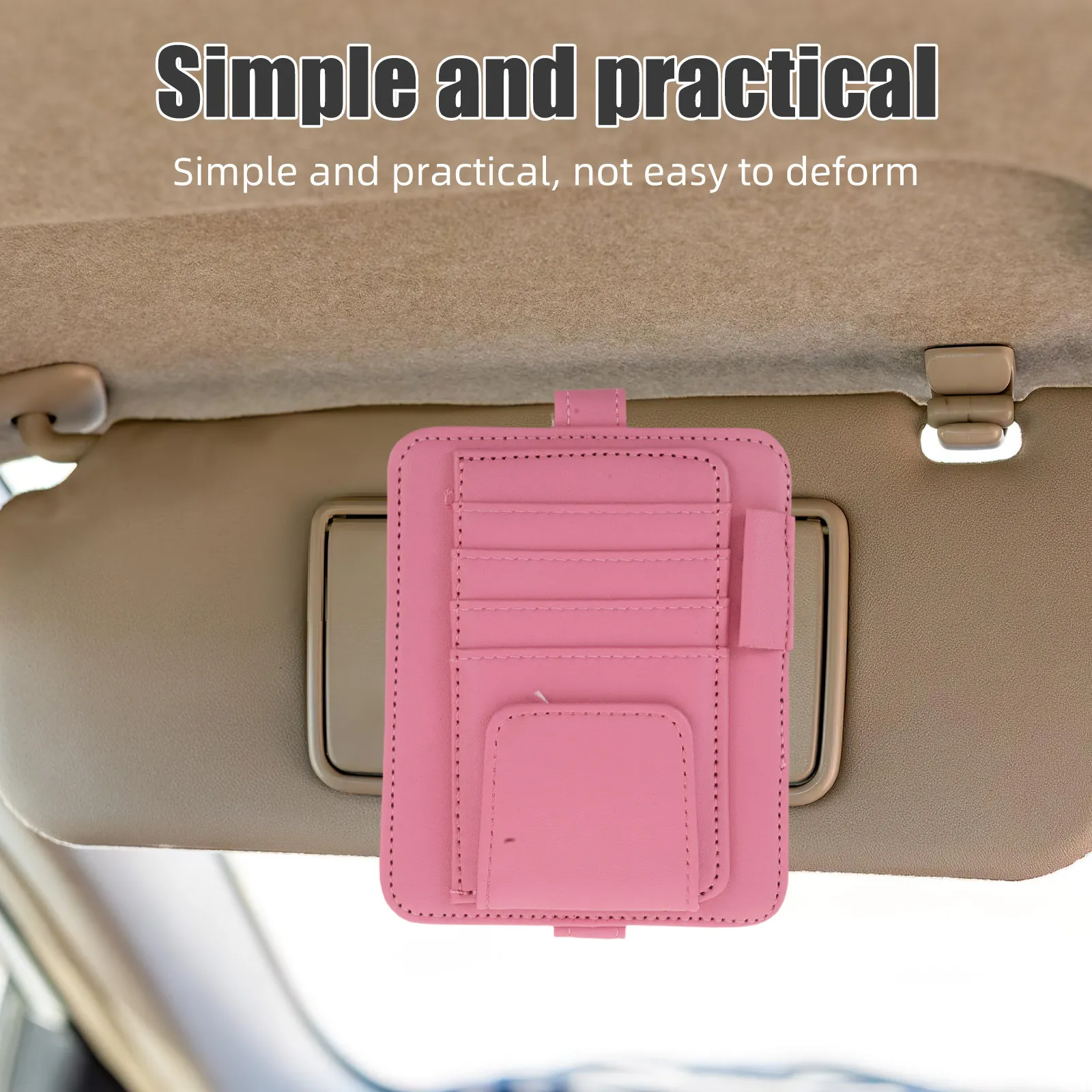 Car Visor Organizer PU Receipt Holder Document Pouch Multi- Visor Storage Card Sunglasses Registration