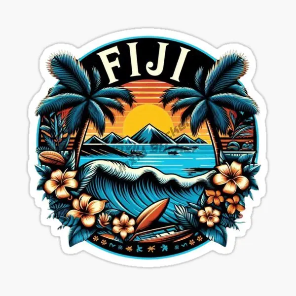 

FIJI landscape Flag Code Vinyl Self-adhesive Car Sticker Laptop Bumper Car Automotive Accessorie Home Appliance Decorative Decal