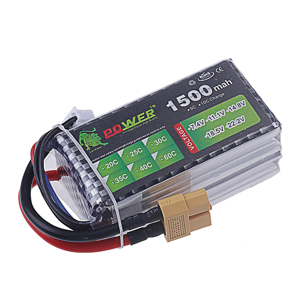 4S 1500mAh 1800mAh 40C~60C 14.8V LiPo Battery with XT60/T Plug for Drone FPV RC Cars Boats Trucks Airplane UAV Parts 4S Battery